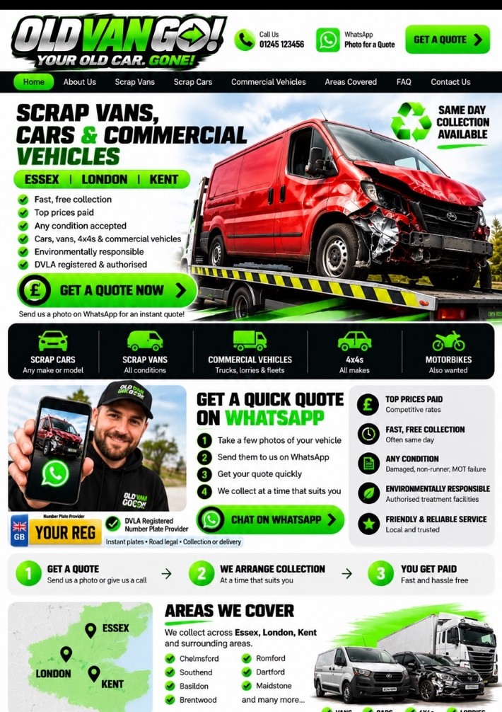 Visual reference for the bold green and black OLD CAR GO vehicle collection homepage